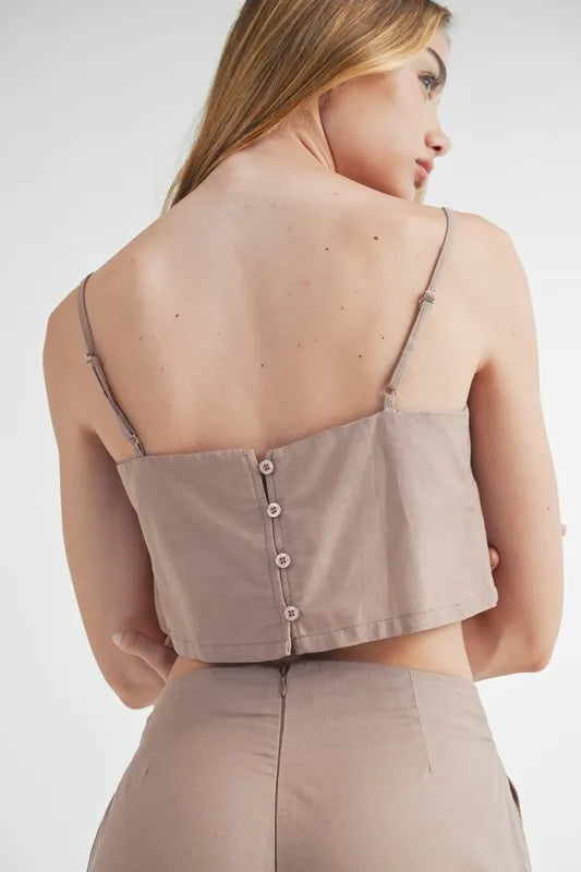 Linen Blend Cropped Cami And Wide Leg Pant Set | Trendy Outfit Sets Outfit Idea for Women by Ro + Ivy | Elevated Basics, Modern Comfort & Style