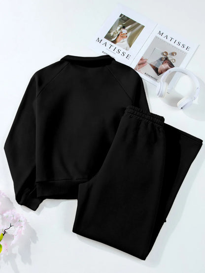 Women's Collared Sweatshirt and High Waist Pants Active Set - Activewear Sets