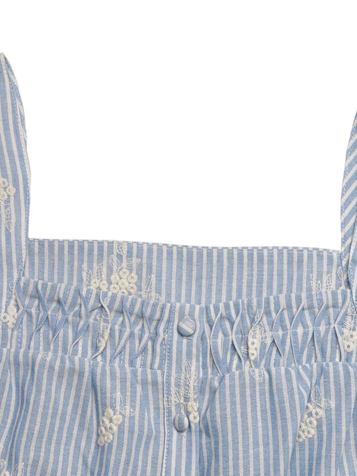 Women's Striped Embroidered Ruffle Sleeve Blouse - Blouses