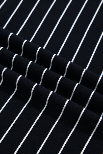 Stripe Drawstring Waist Pocketed Mini Dress