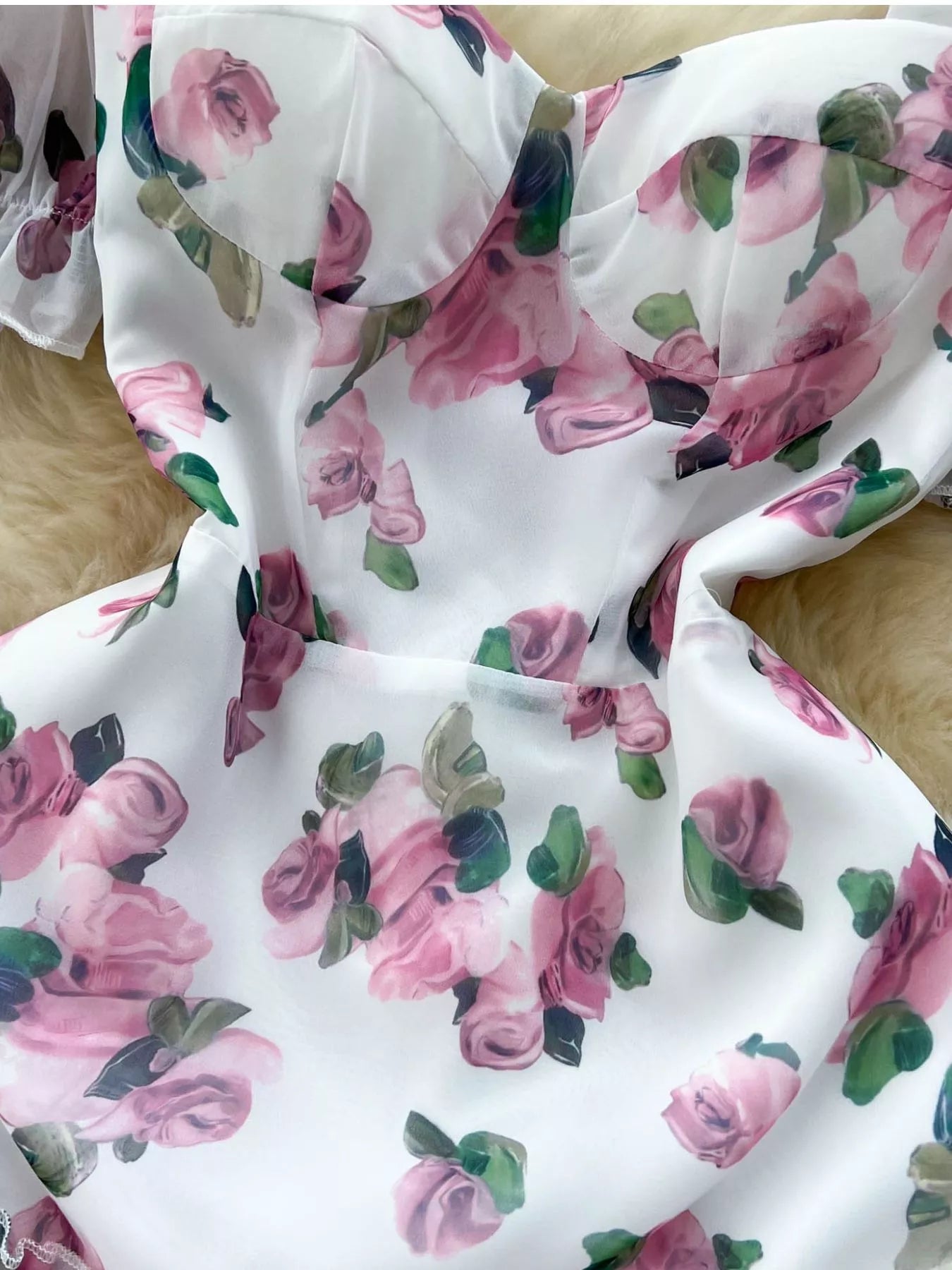 Women's Floral Print Ruffle Hem Midi Dress - Midi Dresses