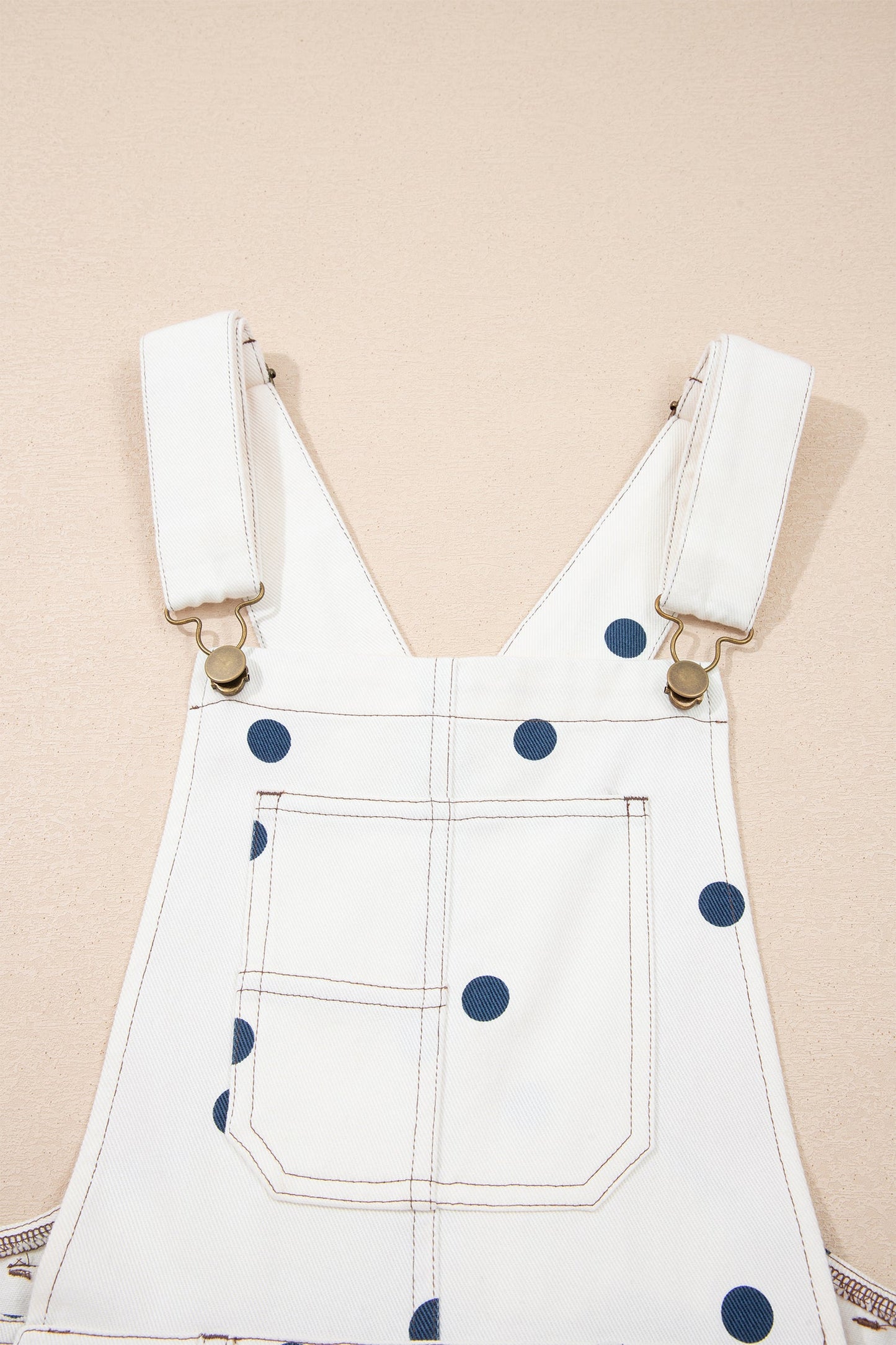 Polka Dot Denim Barrel Leg Overalls