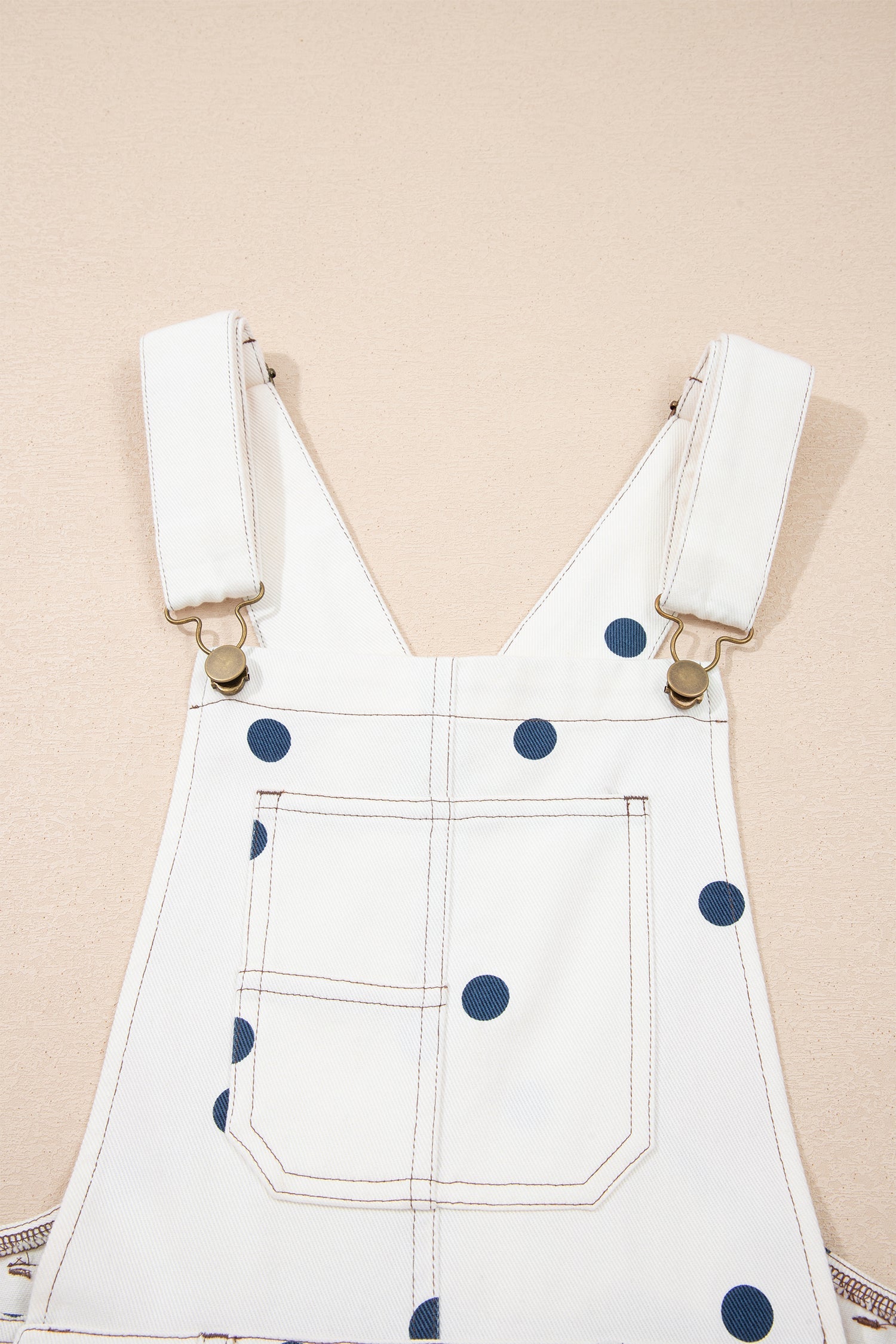 Polka Dot Denim Barrel Leg Overalls