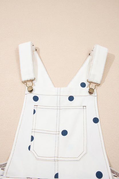 Polka Dot Denim Barrel Leg Overalls