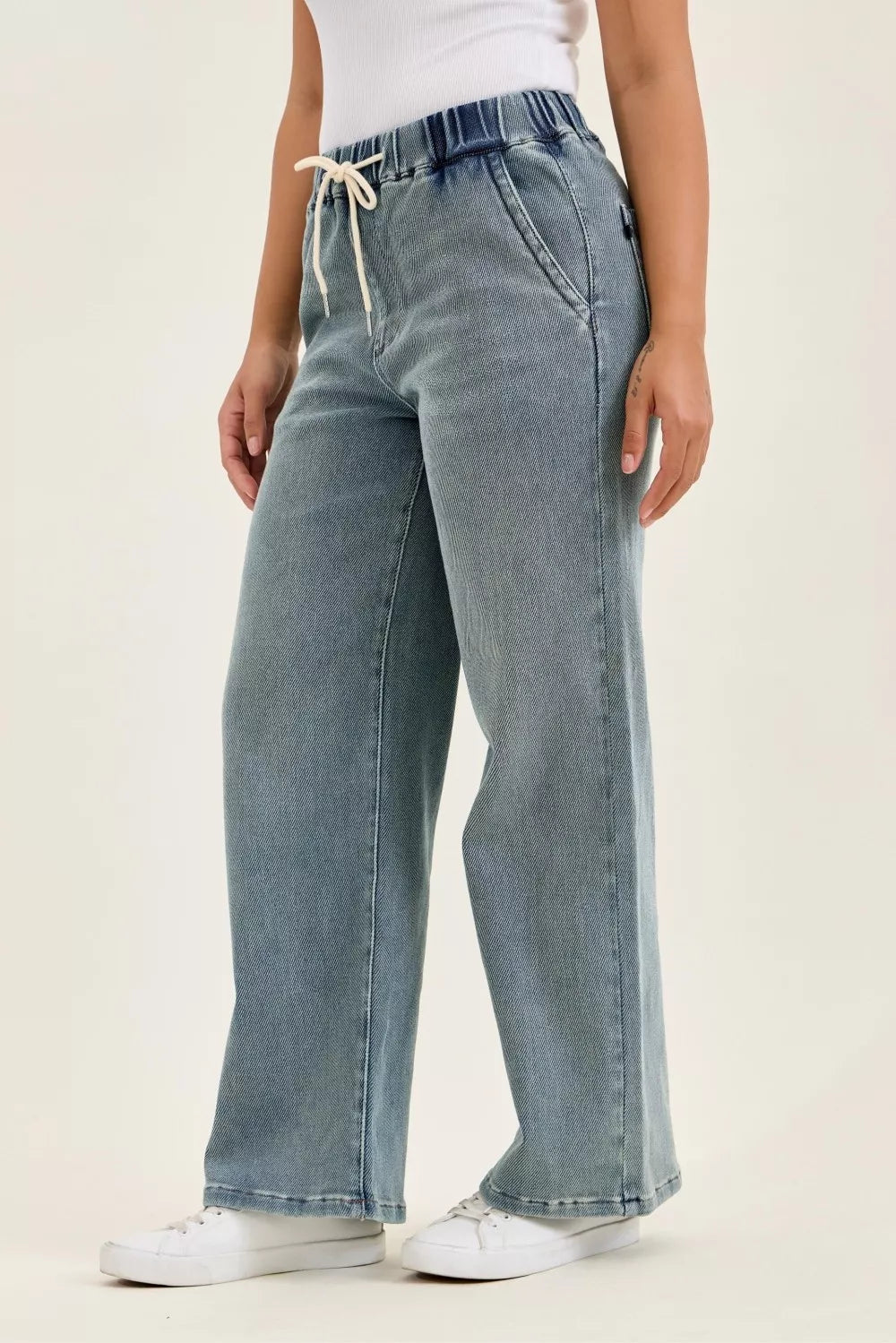 Women's High Waist Baggy Jeans, Stone Wash - Jeans