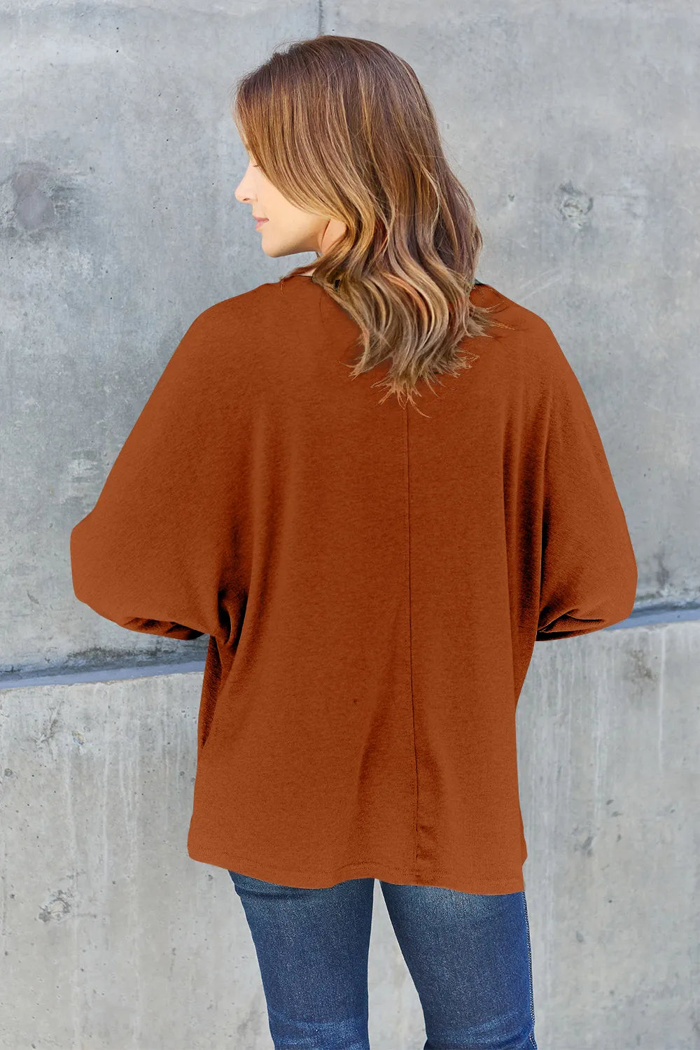 Relaxed Long Sleeve Round Neck Top