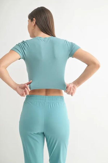 Micro Ribbed Cropped Activewear Tee