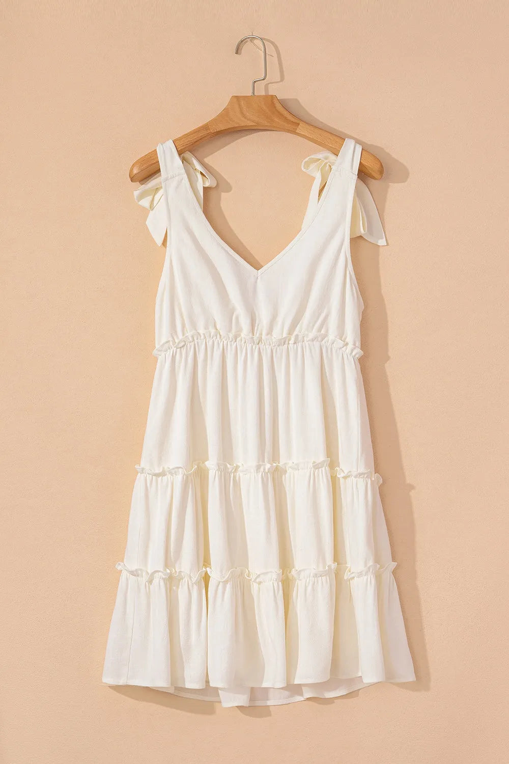 Women's Tied Strap Ruffle Tiered Mini Dress - Mini Dresses