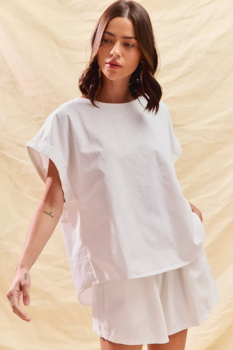 Round Neck Short Sleeve Top And Shorts Set | Trendy Loungewear Outfit Idea for Women by Ro + Ivy | Elevated Basics, Modern Comfort & Style