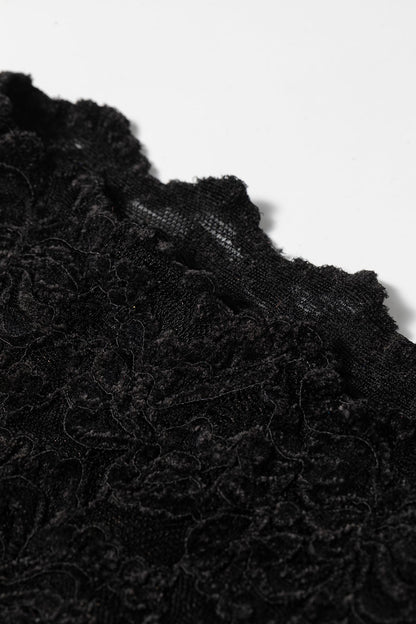 Mesh Lace Mock Neck Long Sleeve Top