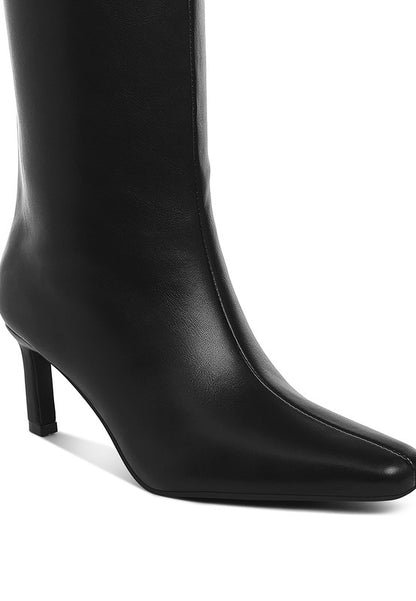 Faux Leather 3 Inch Snip Toe Heel Knee High Boots | Trendy Boots Outfit Idea for Women by Ro + Ivy | Elevated Basics, Modern Comfort & Style