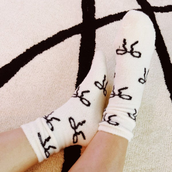 Set Of 2 Fuzzy Bow Socks | Trendy Socks Outfit Idea for Women by Ro + Ivy | Elevated Basics, Modern Comfort & Style