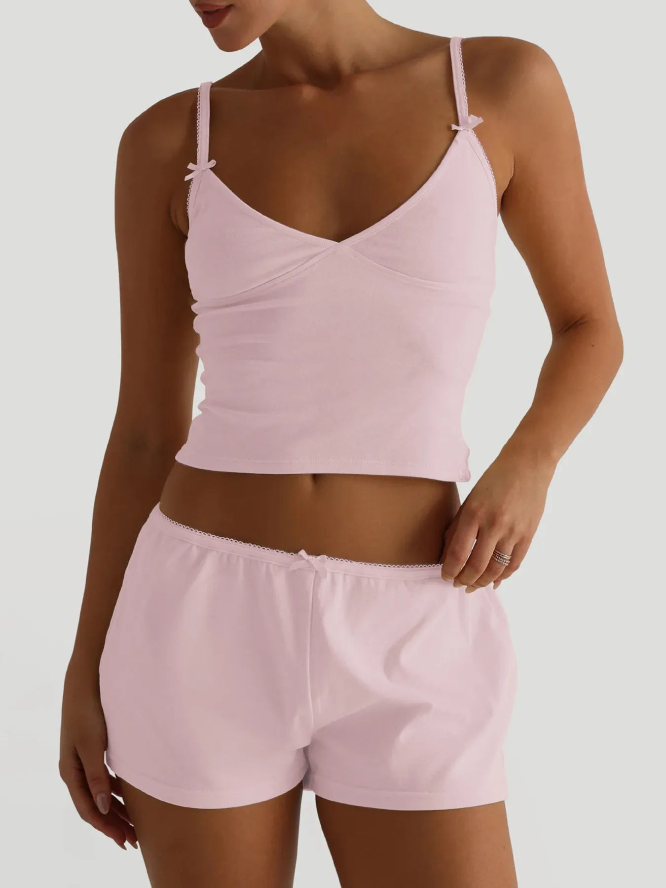 Women's V-Neck Cami and Shorts Lounge Set - Loungewear Sets