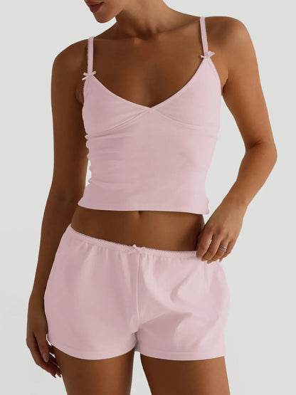 Women's V-Neck Cami and Shorts Lounge Set - Loungewear Sets