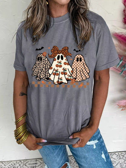 Halloween Ghosts Round Neck T-Shirt