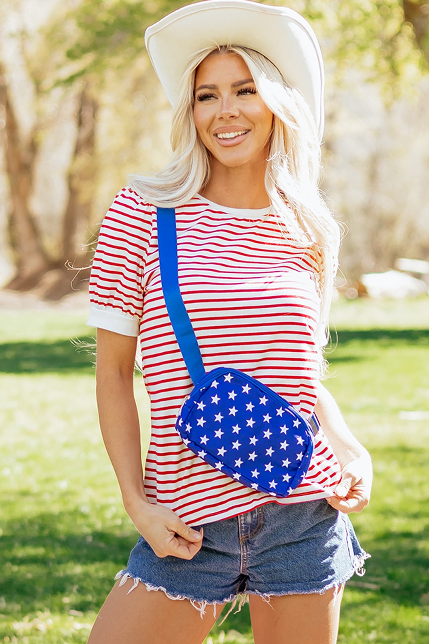 Classic Striped Puff Sleeve Casual T-Shirt — Comfortable Relaxed Everyday Style - Tops & Tees