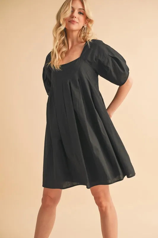 Square Neck Short Sleeve Knee Length Dress With Pockets | Trendy Knee Length Dresses Outfit Idea for Women by Ro + Ivy | Elevated Basics, Modern Comfort & Style