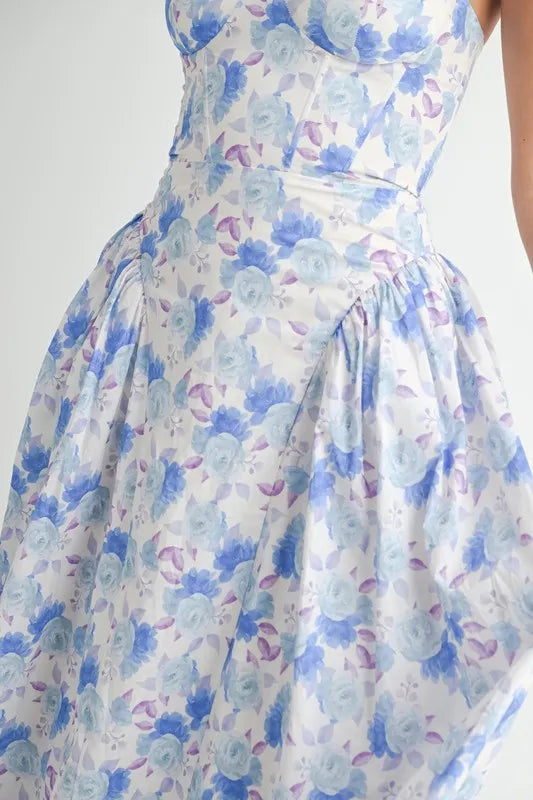 Sweetheart Neckline Floral Printed Midi Dress – outfit idea for women | Ro + Ivy