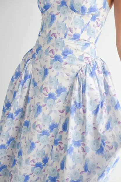 Sweetheart Neckline Floral Printed Midi Dress – outfit idea for women | Ro + Ivy