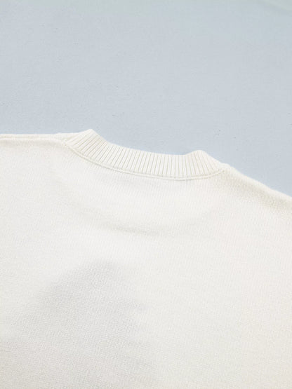 Christmas Tree Bow Drop-Shoulder Knit Sweater