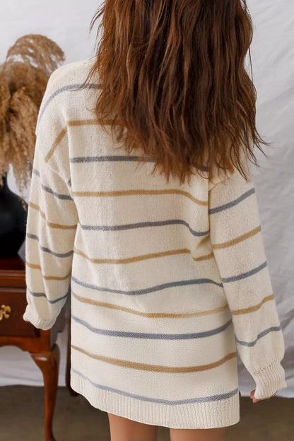 Women's Striped Dropped Shoulder Oversized Sweater Dress - Sweater Dresses