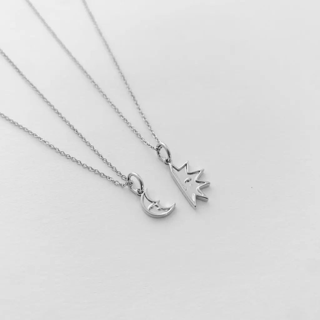 BFF Sun & Moon Friendship Necklace Duo — Celestial Matching Pendant Gift Set - Necklaces