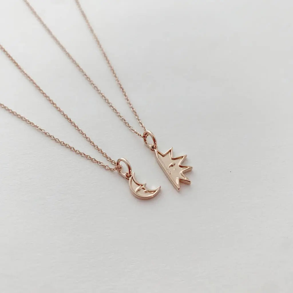 BFF Sun & Moon Friendship Necklace Duo — Celestial Matching Pendant Gift Set - Necklaces
