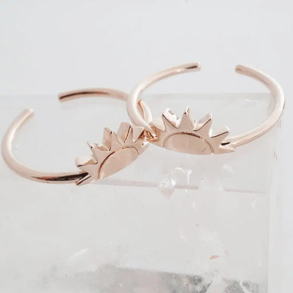BFF Sun Ring Duo — Radiant Matching Stacking Friendship Ring Set - Rings