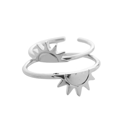 BFF Sun Ring Duo — Radiant Matching Stacking Friendship Ring Set - Silver Rings