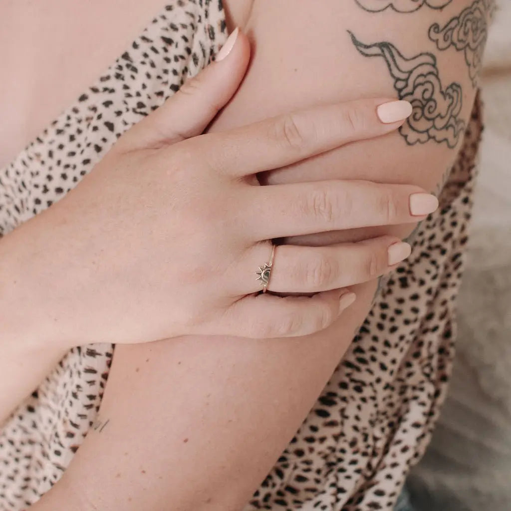 BFF Sun Ring Duo — Radiant Matching Stacking Friendship Ring Set - Rings