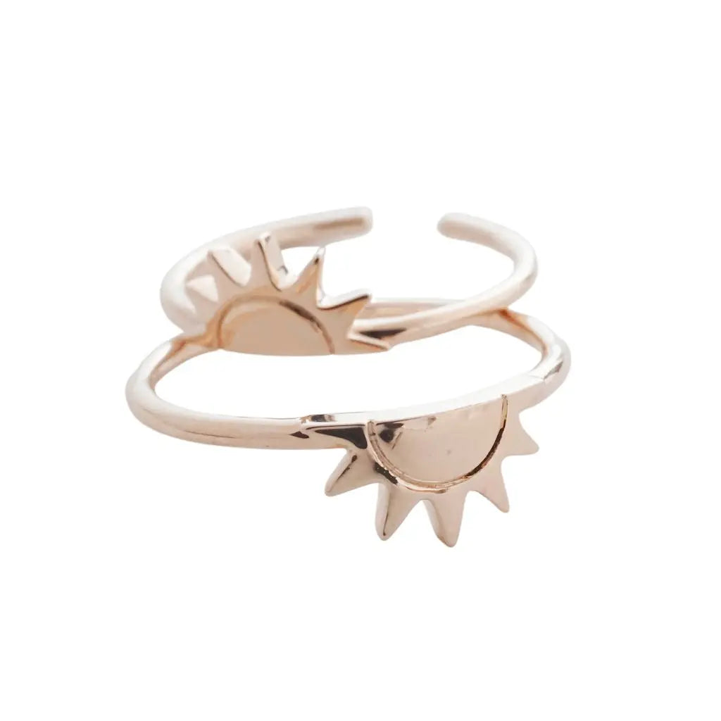 BFF Sun Ring Duo — Radiant Matching Stacking Friendship Ring Set - Rose Gold Rings