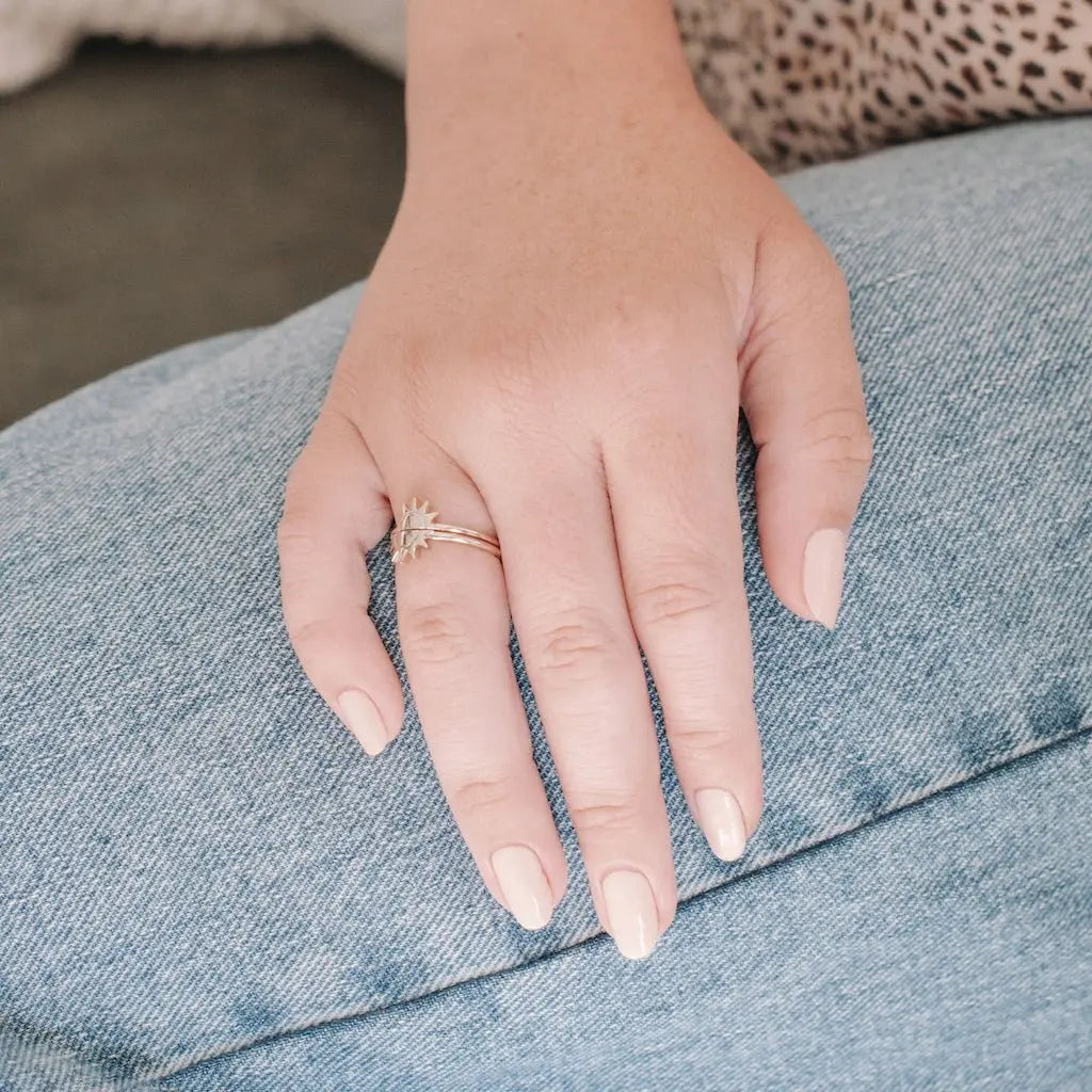 BFF Sun Ring Duo — Radiant Matching Stacking Friendship Ring Set - Rings