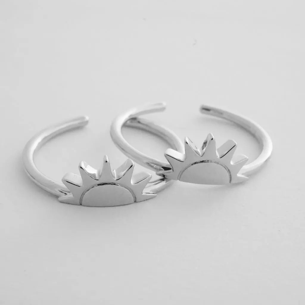 BFF Sun Ring Duo — Radiant Matching Stacking Friendship Ring Set - Rings