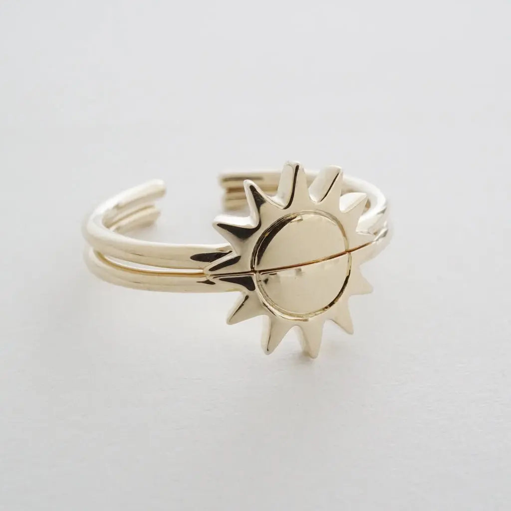 BFF Sun Ring Duo — Radiant Matching Stacking Friendship Ring Set - Rings