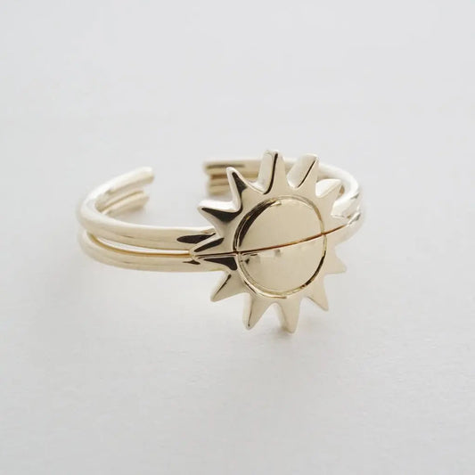 BFF Sun Ring Duo — Radiant Matching Stacking Friendship Ring Set - Rings