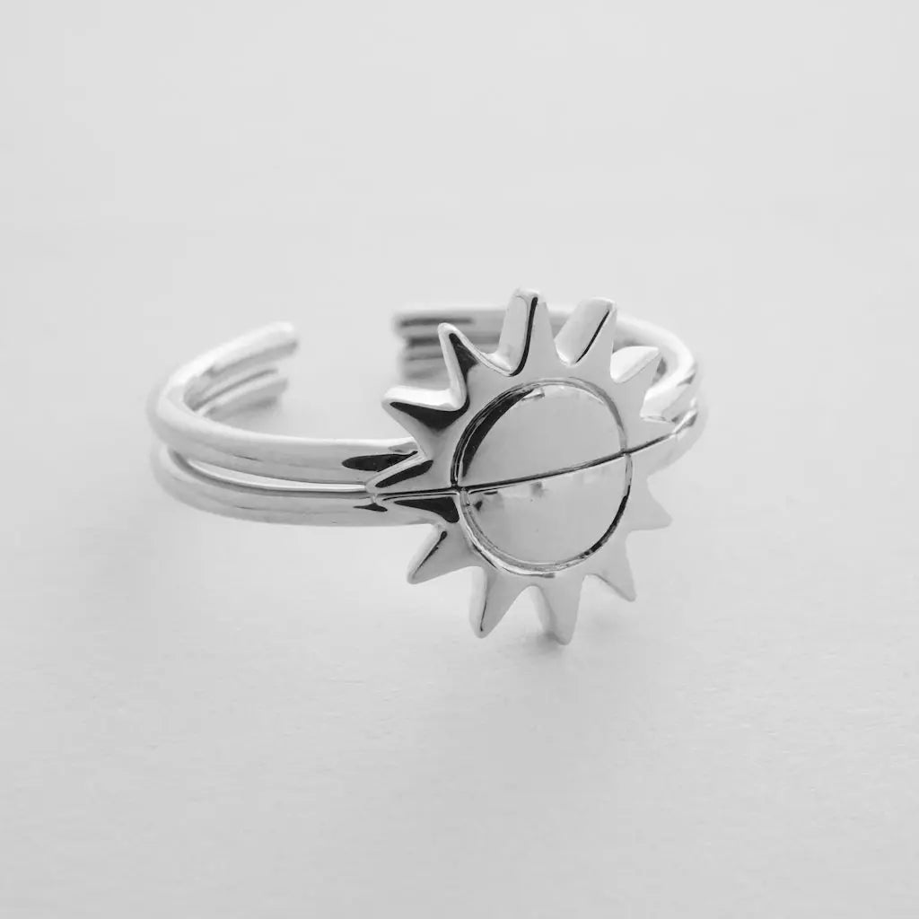BFF Sun Ring Duo — Radiant Matching Stacking Friendship Ring Set - Rings
