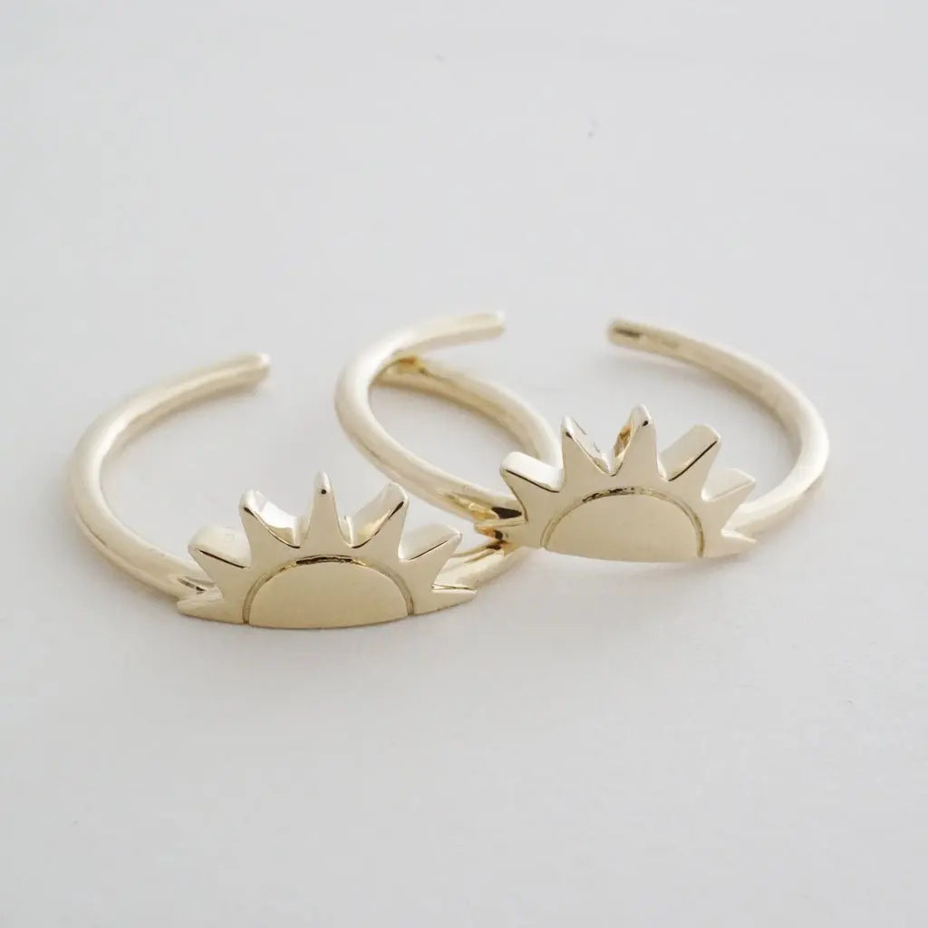 BFF Sun Ring Duo — Radiant Matching Stacking Friendship Ring Set - Rings