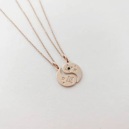 BFF Yin & Yang Crystal Necklace Duo — Friendship Gift Set Matching Pendants - Necklaces