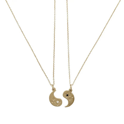 BFF Yin & Yang Crystal Necklace Duo — Friendship Gift Set Matching Pendants - Necklaces