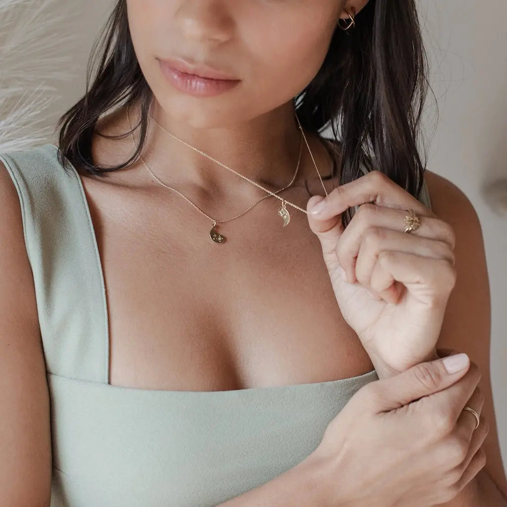 BFF Yin & Yang Crystal Necklace Duo — Friendship Gift Set Matching Pendants - Necklaces