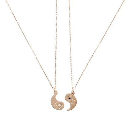 BFF Yin & Yang Crystal Necklace Duo — Friendship Gift Set Matching Pendants - Necklaces