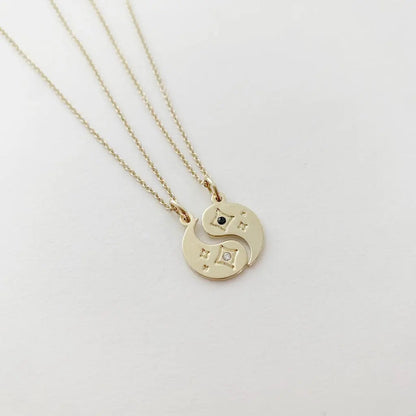 BFF Yin & Yang Crystal Necklace Duo — Friendship Gift Set Matching Pendants - Necklaces