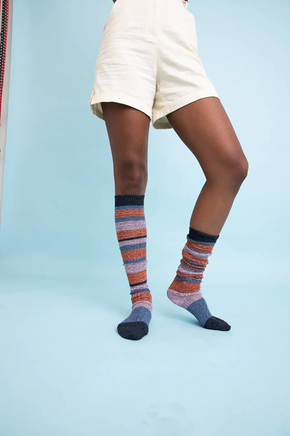 Boho Stripe Boot Socks for Warm Winter Layering