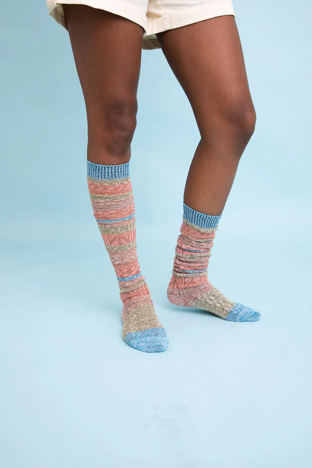 Boho Stripe Boot Socks for Warm Winter Layering