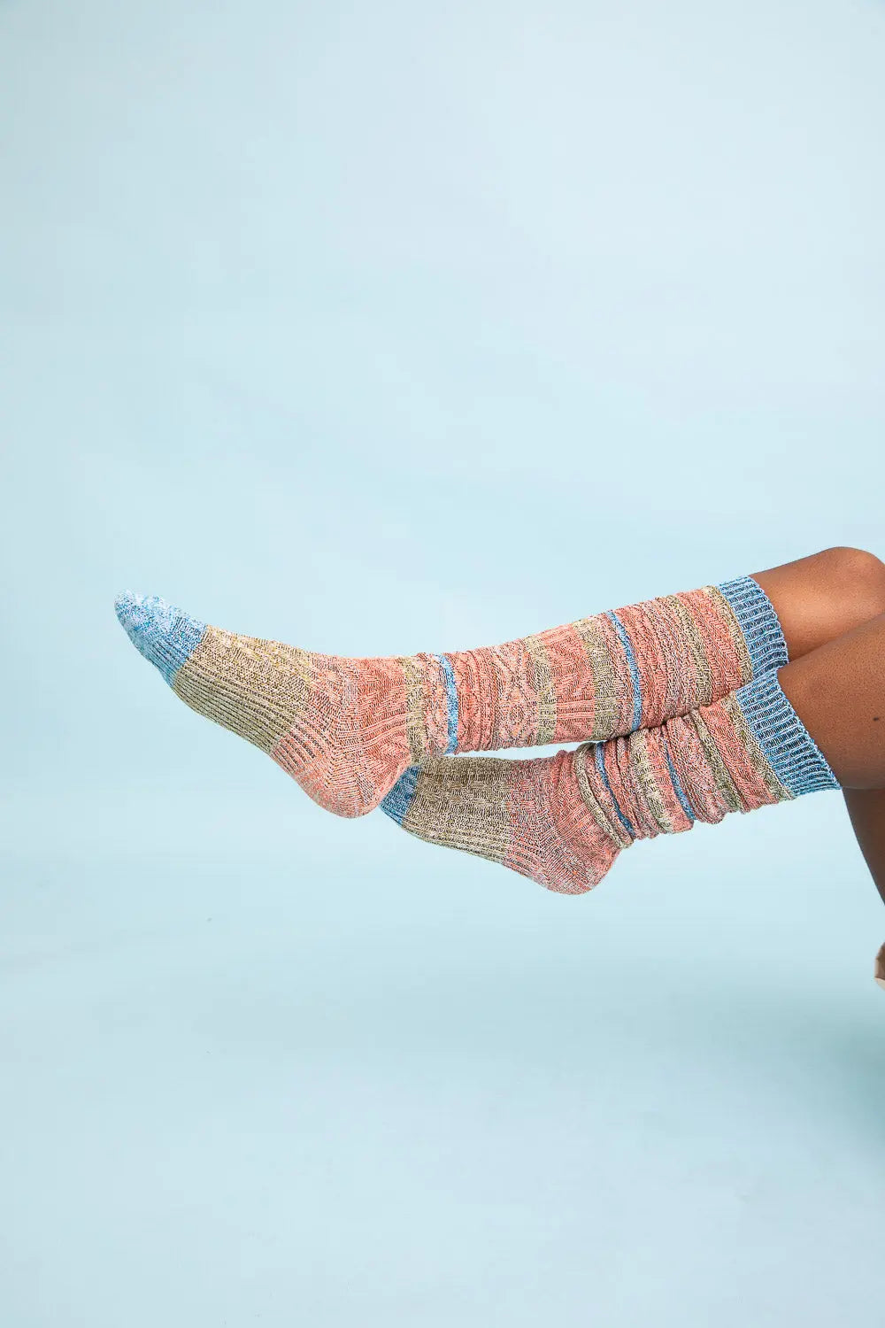 Boho Stripe Boot Socks for Warm Winter Layering