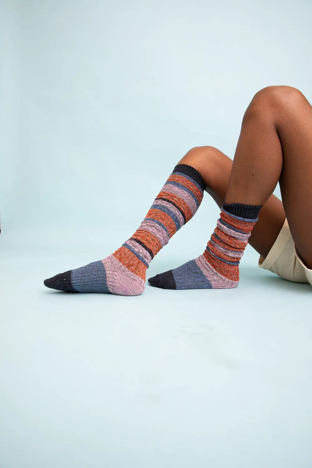 Boho Stripe Boot Socks for Warm Winter Layering
