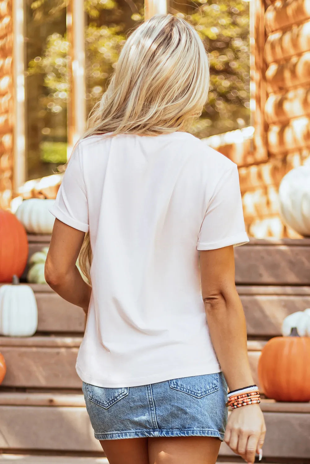 Fall Pumpkin Round Neck Short Sleeve T-Shirt