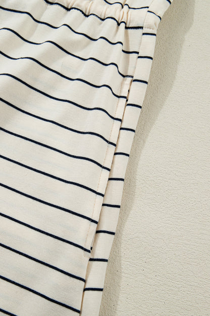 Striped Drawstring Tunic Mini Dress Tank — Versatile Flattering Everyday Style - Mini Dresses