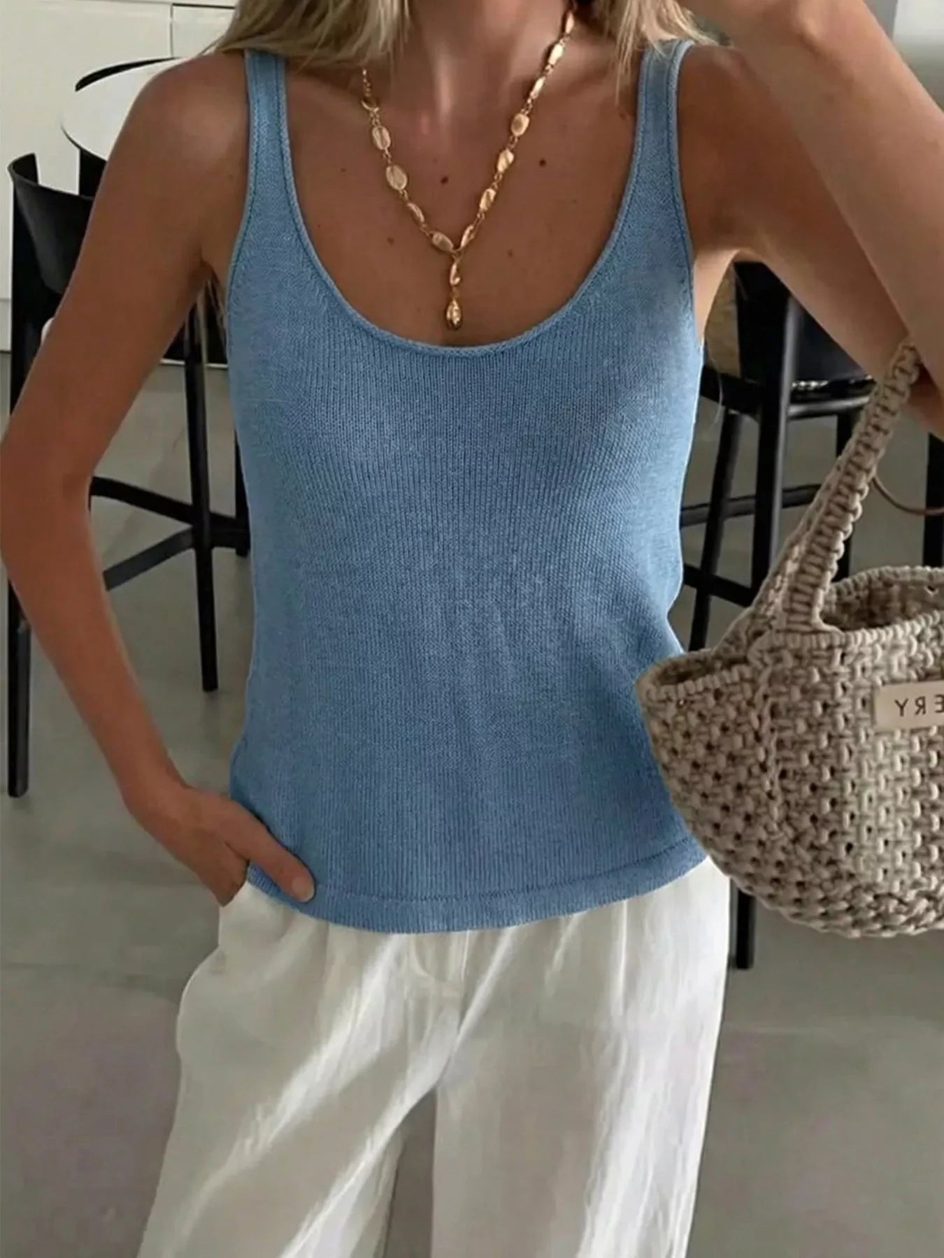 Women's Scoop Neck Knit Tank Top - Tank Tops