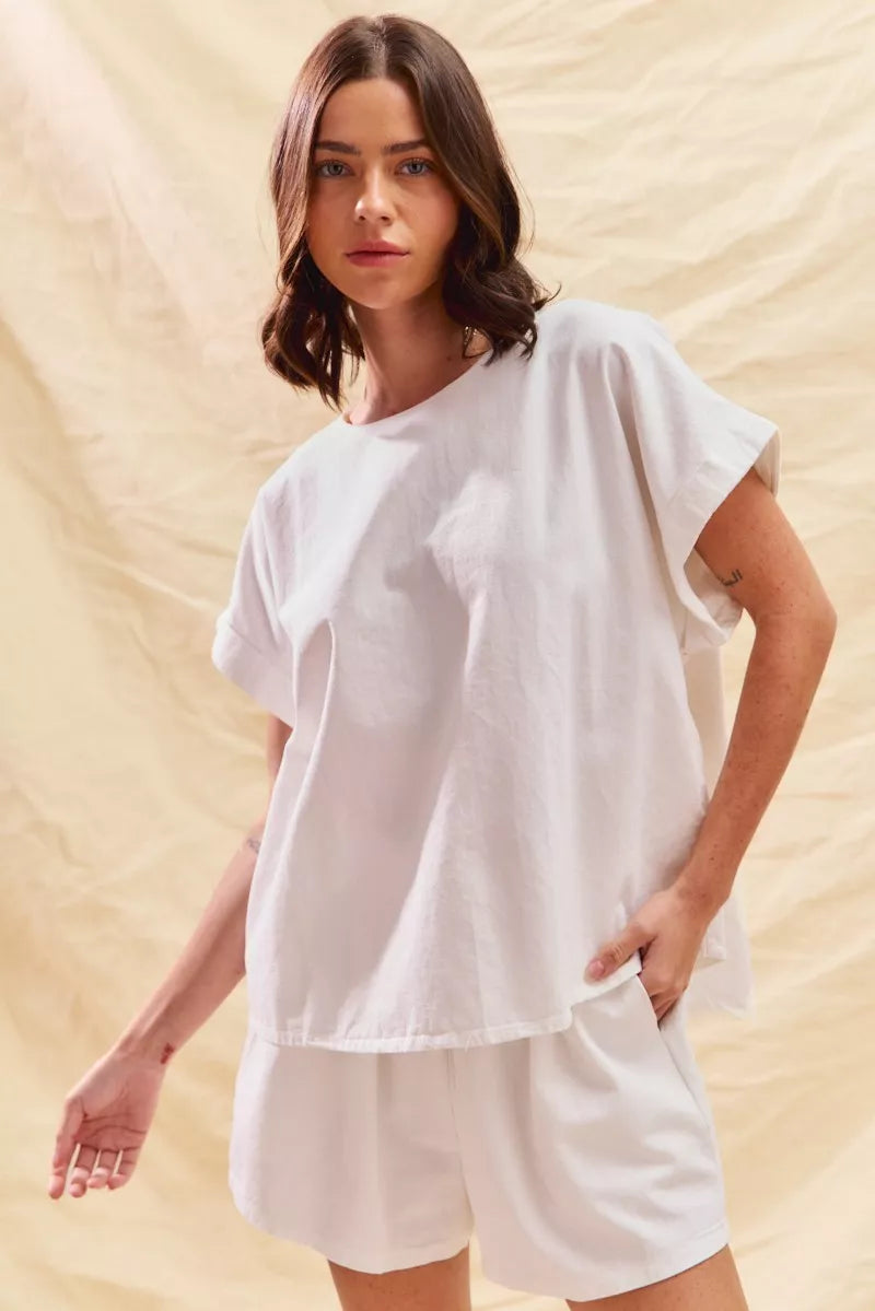 Round Neck Short Sleeve Top And Shorts Set | Trendy Loungewear Outfit Idea for Women by Ro + Ivy | Elevated Basics, Modern Comfort & Style